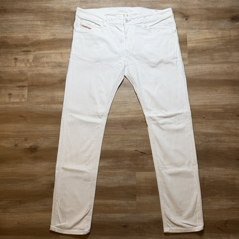Diesel Thanaz Jeans Men 38x34 White Slim Skinny Stretch Designer Denim 008CM Y2K